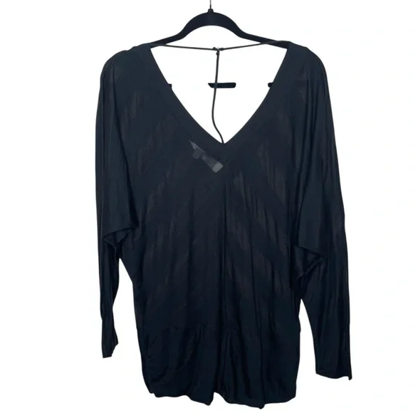 alo Yoga Black T Back Sheer Stripe Long Sleeve Top XL - Picture 3 of 10